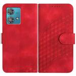 For Motorola Edge 40 Neo 5G YX0060 Elephant Head Embossed Phone Leather Case with Lanyard(Red)