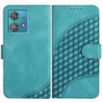 For Motorola Edge 40 Neo 5G YX0060 Elephant Head Embossed Phone Leather Case with Lanyard(Light Blue)