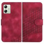 For Motorola Moto G54 Global YX0060 Elephant Head Embossed Phone Leather Case with Lanyard(Rose Red)