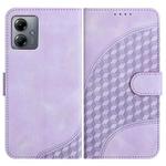 For Motorola Moto G14 YX0060 Elephant Head Embossed Phone Leather Case with Lanyard(Light Purple)