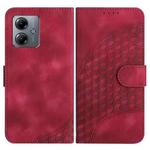 For Motorola Moto G14 YX0060 Elephant Head Embossed Phone Leather Case with Lanyard(Rose Red)