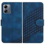 For Motorola Moto G14 YX0060 Elephant Head Embossed Phone Leather Case with Lanyard(Royal Blue)