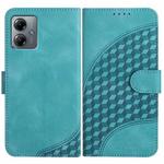 For Motorola Moto G14 YX0060 Elephant Head Embossed Phone Leather Case with Lanyard(Light Blue)