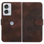 For Motorola Edge 50 Fusion YX0060 Elephant Head Embossed Phone Leather Case with Lanyard(Coffee)