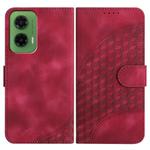 For Motorola Moto G35 YX0060 Elephant Head Embossed Phone Leather Case with Lanyard(Rose Red)