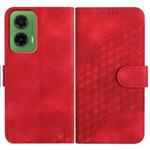 For Motorola Moto G35 YX0060 Elephant Head Embossed Phone Leather Case with Lanyard(Red)