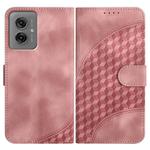 For Motorola Moto G55 YX0060 Elephant Head Embossed Phone Leather Case with Lanyard(Pink)