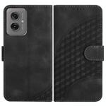 For Motorola Moto G55 YX0060 Elephant Head Embossed Phone Leather Case with Lanyard(Black)