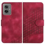 For Motorola Moto G55 YX0060 Elephant Head Embossed Phone Leather Case with Lanyard(Rose Red)