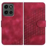 For Motorola Moto G Stylus 5G 2025 Elephant Head Embossed Phone Leather Case with Lanyard(Rose Red)