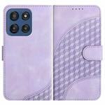 For Motorola Edge 60 Elephant Head Embossed Phone Leather Case with Lanyard(Light Purple)