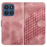 For Motorola Edge 60 Elephant Head Embossed Phone Leather Case with Lanyard(Pink)