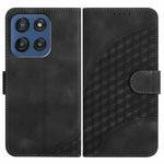For Motorola Edge 60 Elephant Head Embossed Phone Leather Case with Lanyard(Black)