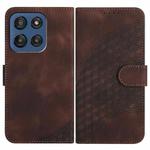 For Motorola Edge 60 Elephant Head Embossed Phone Leather Case with Lanyard(Coffee)