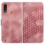 For Motorola Moto E7 Power Elephant Head Embossed Phone Leather Case with Lanyard(Pink)