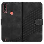 For Motorola Moto E7 Power Elephant Head Embossed Phone Leather Case with Lanyard(Black)