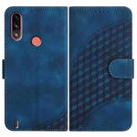 For Motorola Moto E7 Power Elephant Head Embossed Phone Leather Case with Lanyard(Royal Blue)