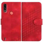 For Motorola Moto E7 Power Elephant Head Embossed Phone Leather Case with Lanyard(Red)