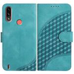 For Motorola Moto E7 Power Elephant Head Embossed Phone Leather Case with Lanyard(Light Blue)
