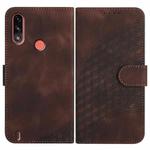 For Motorola Moto E7 Power Elephant Head Embossed Phone Leather Case with Lanyard(Coffee)
