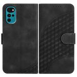 For Motorola Moto G22 Elephant Head Embossed Phone Leather Case with Lanyard(Black)