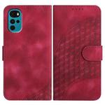 For Motorola Moto G22 Elephant Head Embossed Phone Leather Case with Lanyard(Rose Red)