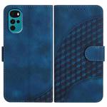 For Motorola Moto G22 Elephant Head Embossed Phone Leather Case with Lanyard(Royal Blue)