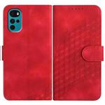 For Motorola Moto G22 Elephant Head Embossed Phone Leather Case with Lanyard(Red)