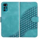 For Motorola Moto G22 Elephant Head Embossed Phone Leather Case with Lanyard(Light Blue)