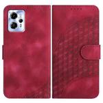 For Motorola Moto G23 Elephant Head Embossed Phone Leather Case with Lanyard(Rose Red)