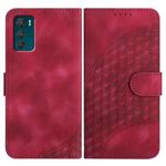 For Motorola Moto G42 Elephant Head Embossed Phone Leather Case with Lanyard(Rose Red)