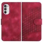 For Motorola Moto G52 Elephant Head Embossed Phone Leather Case with Lanyard(Rose Red)