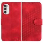 For Motorola Moto G52 Elephant Head Embossed Phone Leather Case with Lanyard(Red)