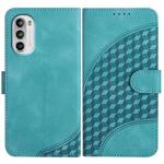 For Motorola Moto G52 Elephant Head Embossed Phone Leather Case with Lanyard(Light Blue)