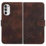 For Motorola Moto G52 Elephant Head Embossed Phone Leather Case with Lanyard(Coffee)