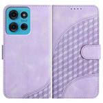 For Motorola Moto G75 5G Elephant Head Embossed Phone Leather Case with Lanyard(Light Purple)