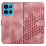 For Motorola Moto G75 5G Elephant Head Embossed Phone Leather Case with Lanyard(Pink)