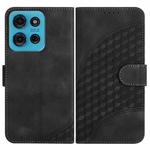 For Motorola Moto G75 5G Elephant Head Embossed Phone Leather Case with Lanyard(Black)