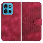 For Motorola Moto G75 5G Elephant Head Embossed Phone Leather Case with Lanyard(Rose Red)
