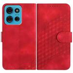 For Motorola Moto G75 5G Elephant Head Embossed Phone Leather Case with Lanyard(Red)