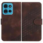 For Motorola Moto G75 5G Elephant Head Embossed Phone Leather Case with Lanyard(Coffee)