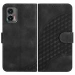 For Motorola Edge 30 Neo Elephant Head Embossed Phone Leather Case with Lanyard(Black)