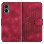 For Motorola Edge 30 Neo Elephant Head Embossed Phone Leather Case with Lanyard(Rose Red)