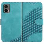 For Motorola Edge 30 Neo Elephant Head Embossed Phone Leather Case with Lanyard(Light Blue)