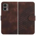 For Motorola Edge 30 Neo Elephant Head Embossed Phone Leather Case with Lanyard(Coffee)
