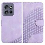 For Motorola Edge 50 Neo Elephant Head Embossed Phone Leather Case with Lanyard(Light Purple)