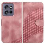 For Motorola Edge 50 Neo Elephant Head Embossed Phone Leather Case with Lanyard(Pink)
