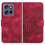 For Motorola Edge 50 Neo Elephant Head Embossed Phone Leather Case with Lanyard(Rose Red)
