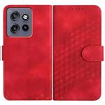 For Motorola Edge 50 Neo Elephant Head Embossed Phone Leather Case with Lanyard(Red)