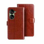 For Asus Zenfone 10 idewei Crazy Horse Texture Leather Phone Case(Brown)
